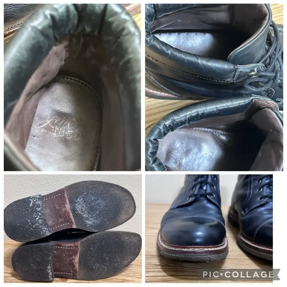 Johnston & Murphy JM 1850 Leather Boots Mens 10.5 Black Cap Toe Lace Up USA